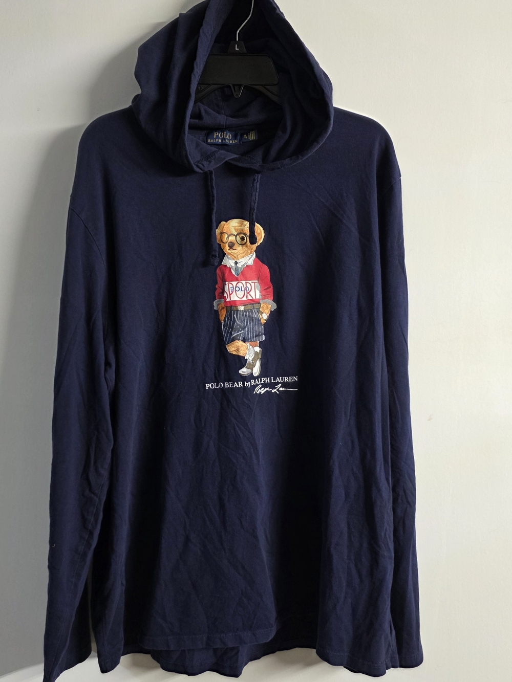 Polo by Ralph Lauren Navy Bear Graphic Hoodie Shirt